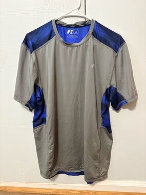 Russell Athletic Dri-Power Performance Tee LG 🔥 Gray Blue Athletic Shirt